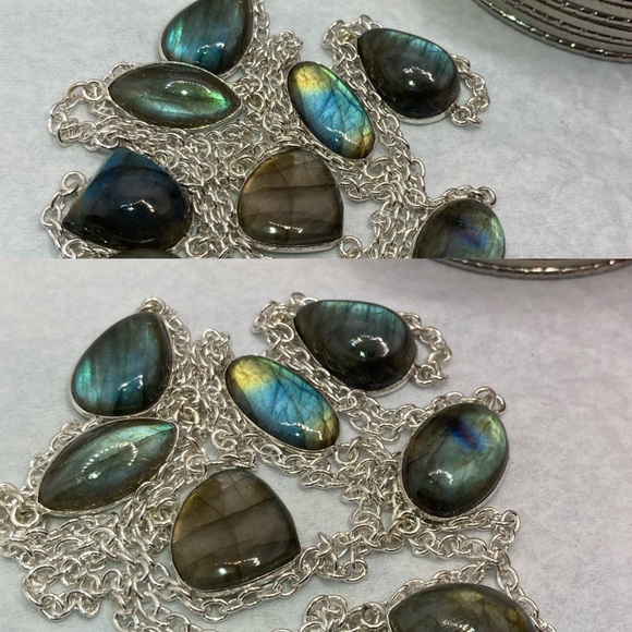 Nice Glowing Labradorite Handmade Station Necklace - Picture 7 of 7
